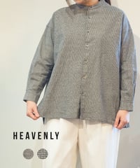 HEAVENLY／Coton Linen Check Bandcollar Shirt