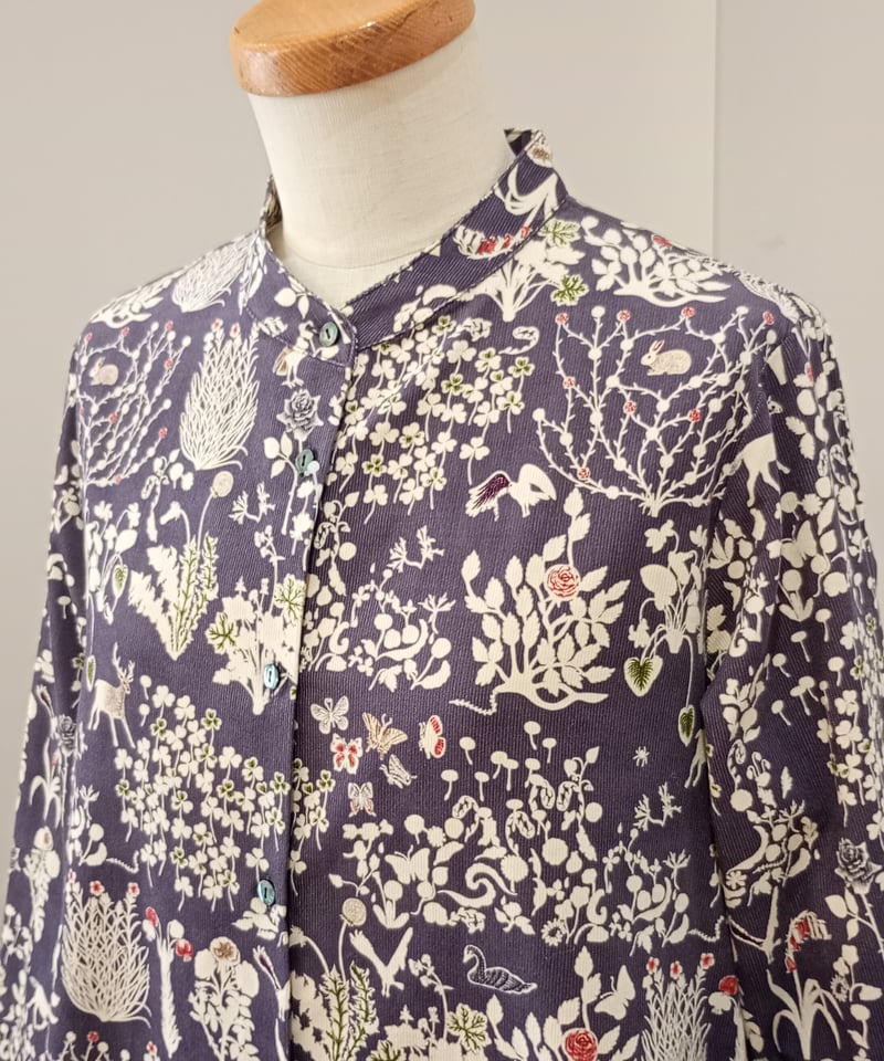 Parkes／リバティ コーデュロイバンドカラーワンピース | mon favori