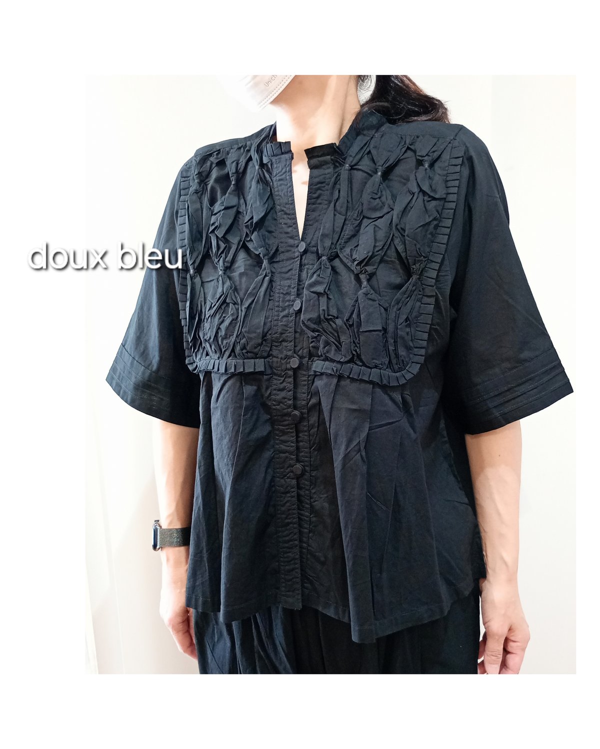 【値下げ】doux bleu ドゥーブルー RIBBON TIE ブラウス【黒】 doux bleu/RIBBON TIE ブラウス | mon favori|モンファヴォリ