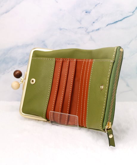 zucchero filato／カウレザー2つ折り財布 (がま口)
