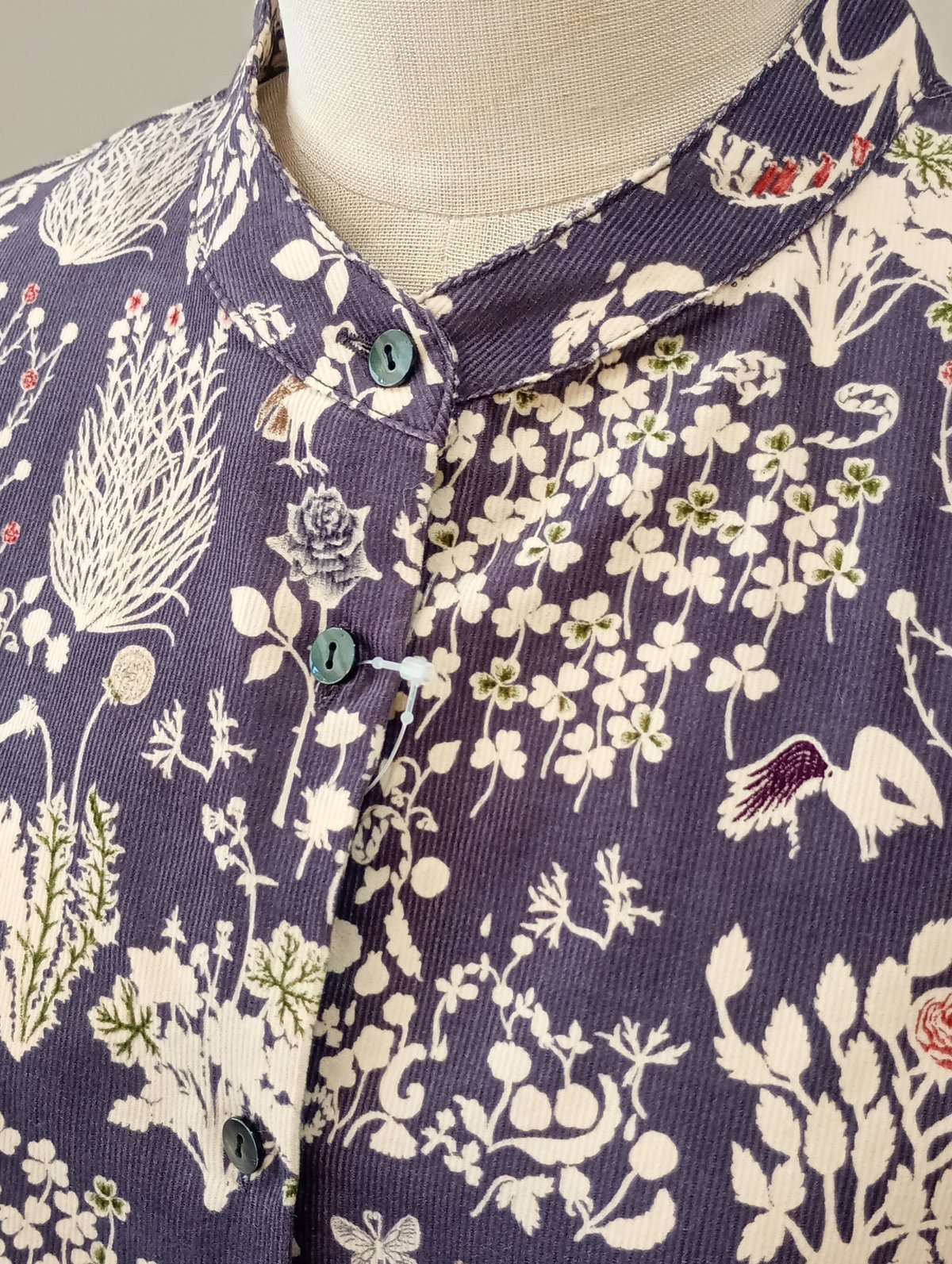 Parkes／リバティ コーデュロイバンドカラーワンピース | mon favori