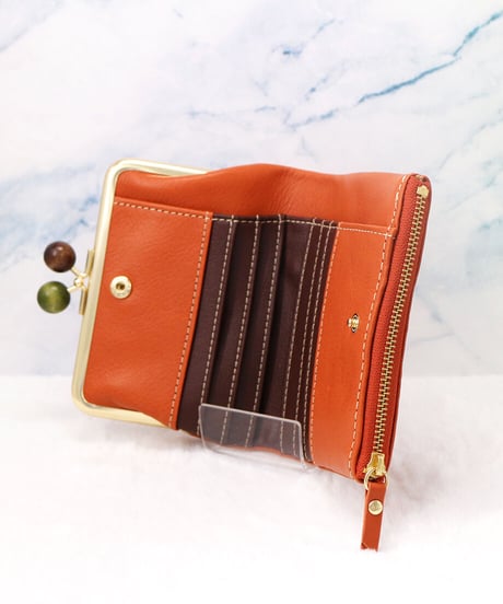 zucchero filato／カウレザー2つ折り財布 (がま口)