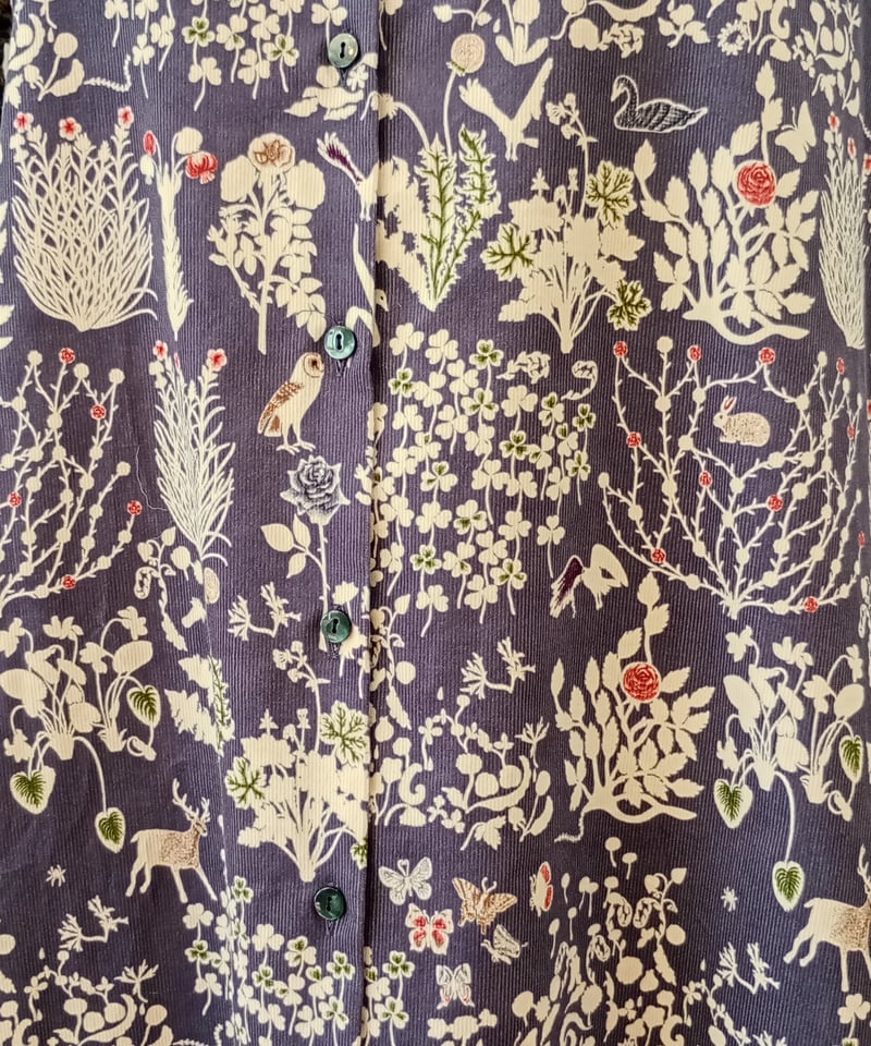 Parkes／リバティ コーデュロイバンドカラーワンピース | mon favori