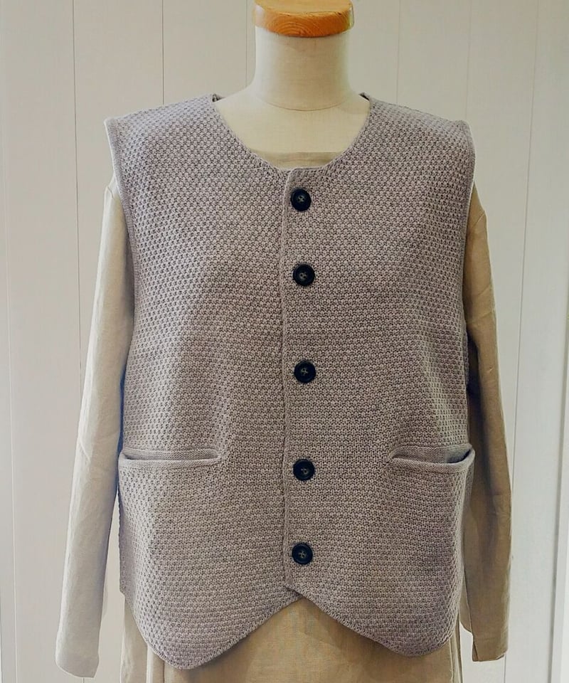 美品 MaxMara ウール・カシミヤ混 ケーブルニットベスト M*YC595