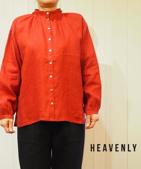 HEAVENLY／ Heavy Linen Frill Stand Blouse