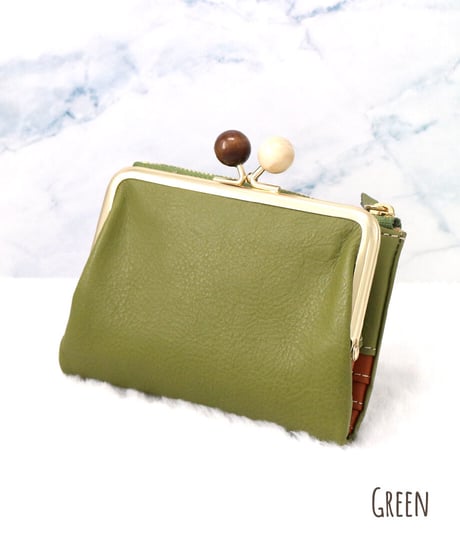 zucchero filato／カウレザー2つ折り財布 (がま口)