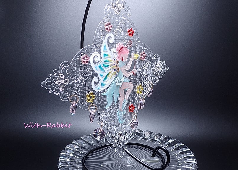 この1点限り】フェアリー＊オブジェ（ピンク）両面装飾《吊るす