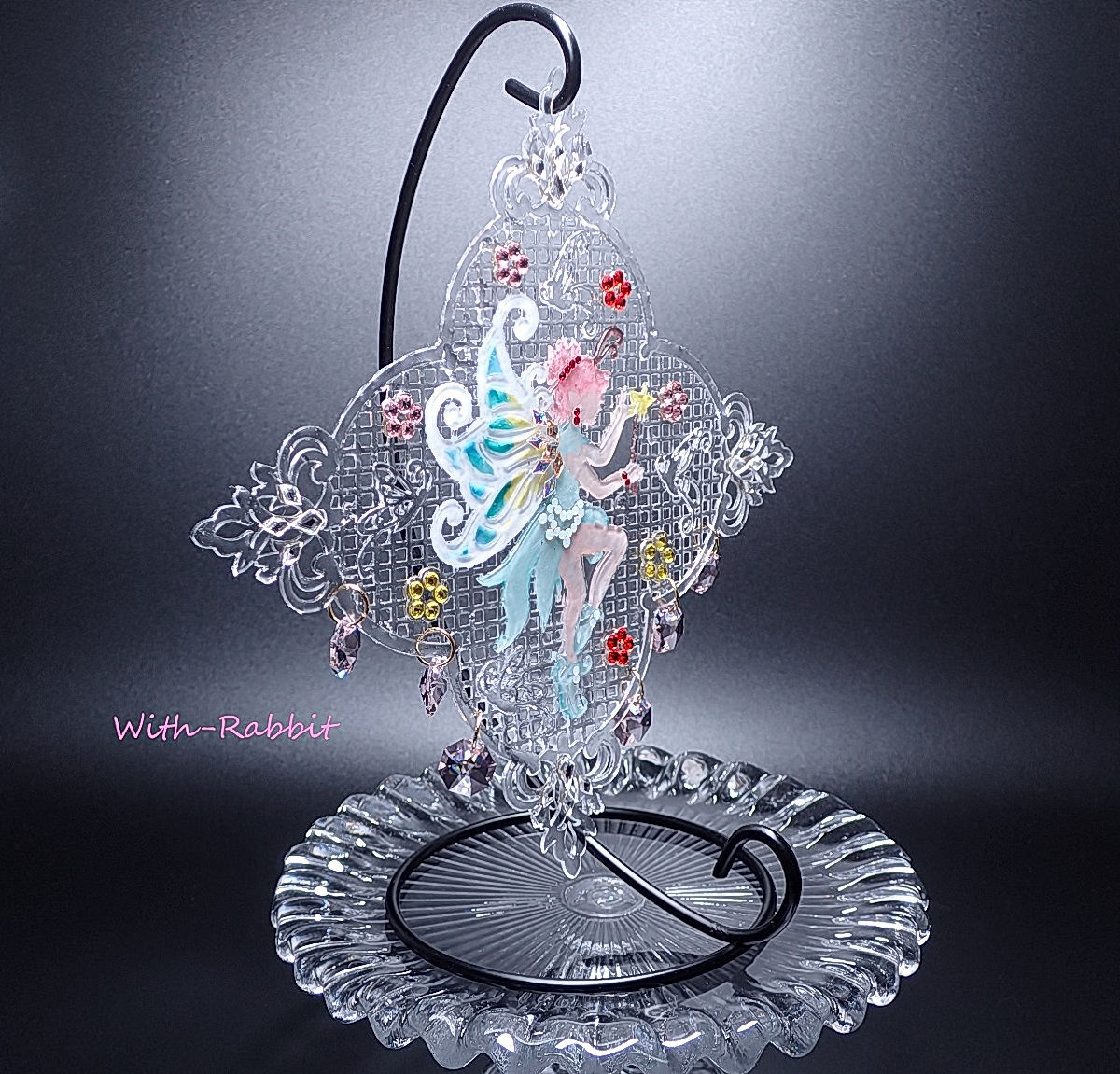 この1点限り】フェアリー＊オブジェ（ピンク）両面装飾《吊るす