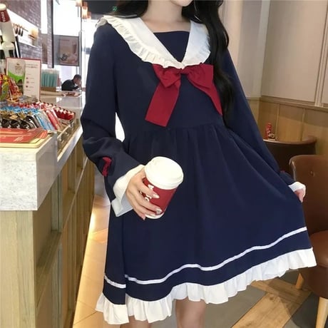 セーラー服風マリンワンピース