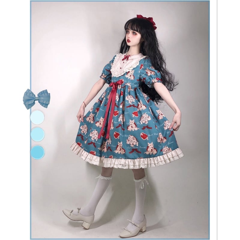 猫の総柄クラシカルロリータワンピース | Fancy ☆World