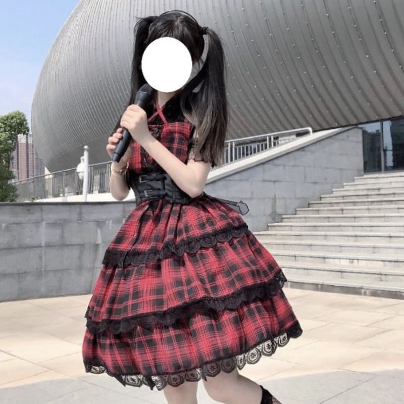 玲様着用】アイドル風赤チェックワンピース | Fancy ☆World