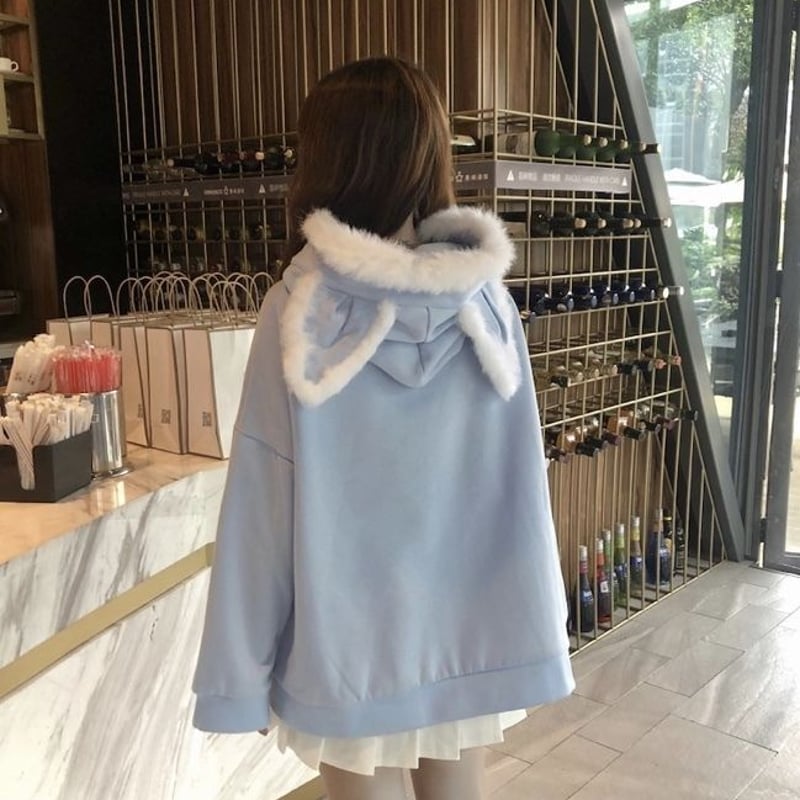 水色もこもこニャン子♡フードパーカー | Fancy ☆World