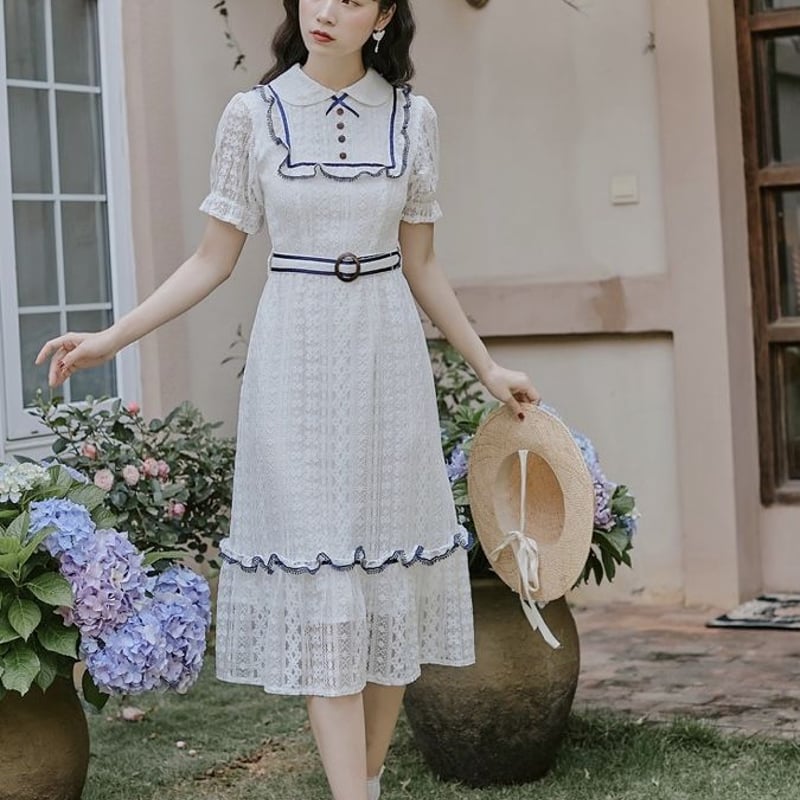 お嬢様 風 ワンピース アレクシアアドマー ALEXIA ADMOR NEW YORK お嬢様風 Camilla 可憐なピンク 白