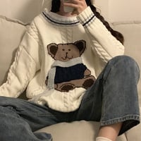 冬のくまさんニットトップス