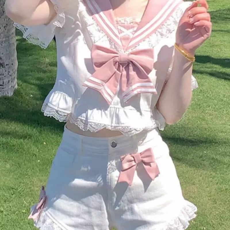 ロリータ風ミニセットアップ✨お出かけパーティーに最適 Amazon.co.jp: [SDSXZWG] 地雷系 セットアップ レディース