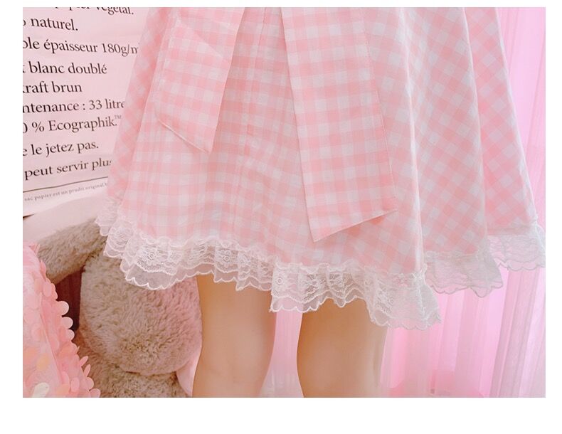 ピンクギンガムチェックのワンピース | Fancy ☆World