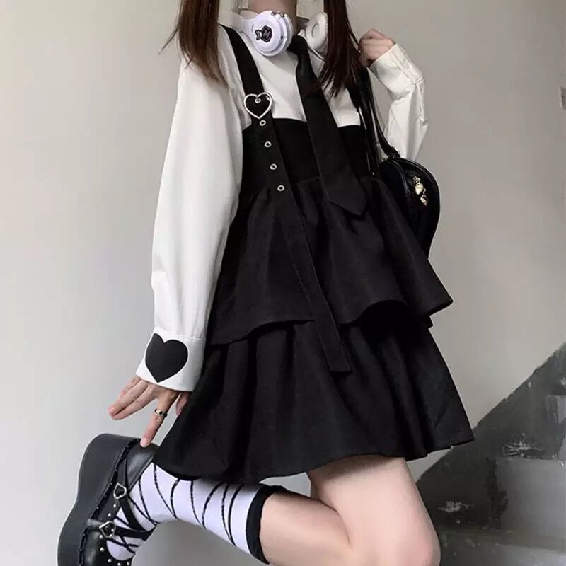 フリルデザインサスペンダーワンピース サスペンダー♡フリルのワンピース | Fancy ☆World