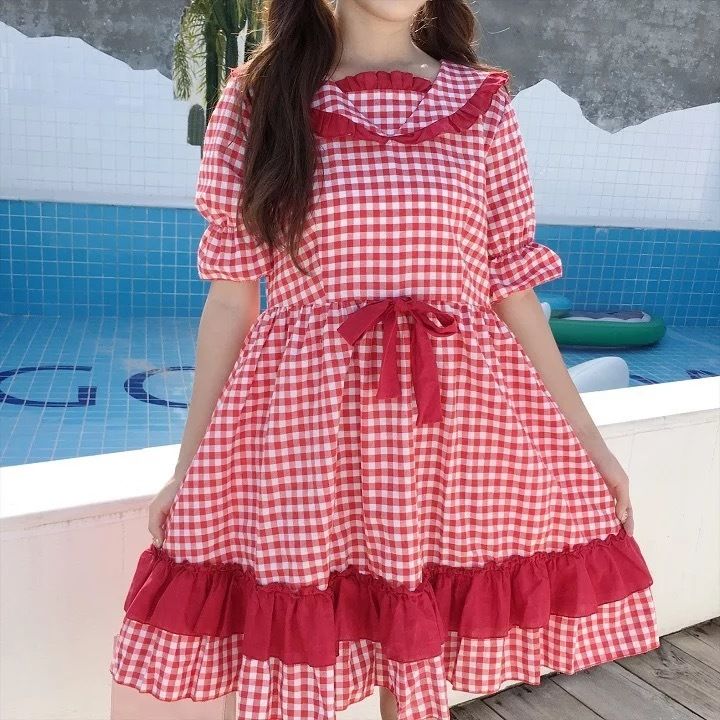 赤チェック♡ロリータシャツワンピース | Fancy ☆World