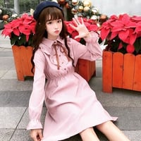 文学少女のレトロシャツワンピース