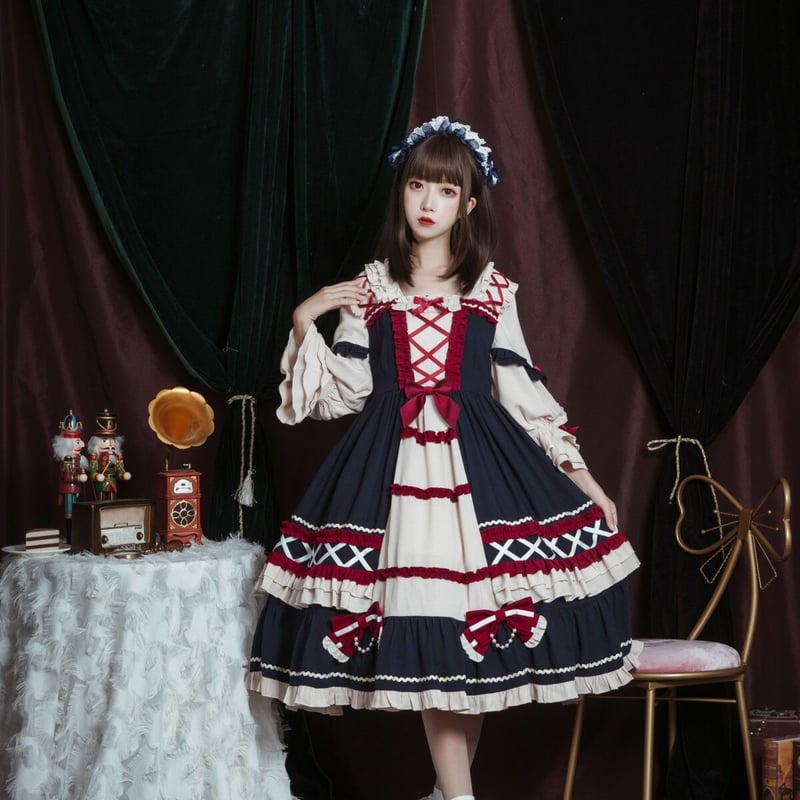 フロントリボンのドールロリータワンピース | Fancy ☆World