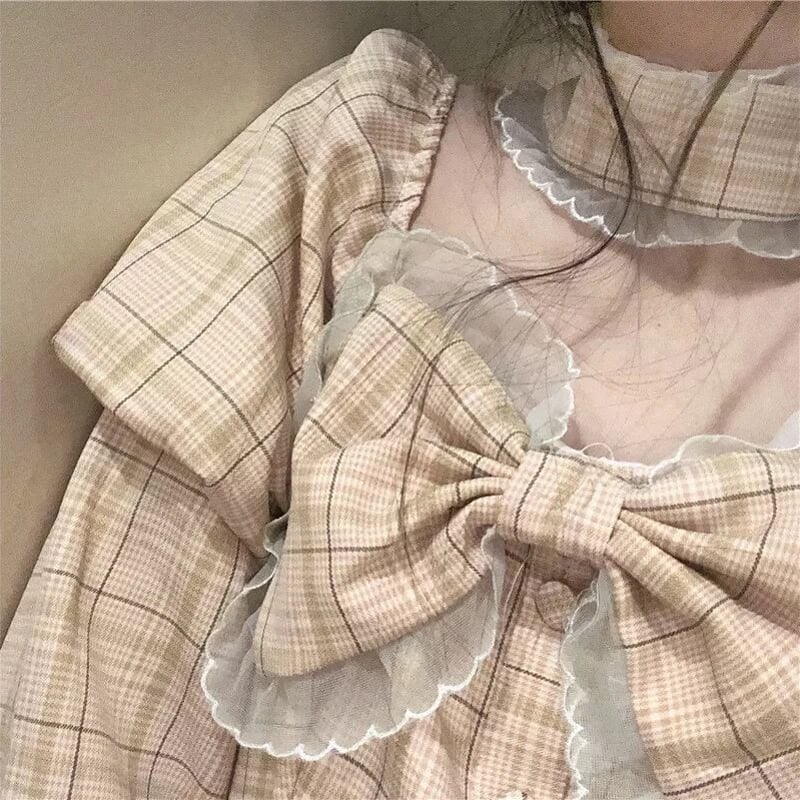新品　Amavel カントリーチェックリボンワンピース チェックリボンのカントリーワンピース | Fancy ☆World