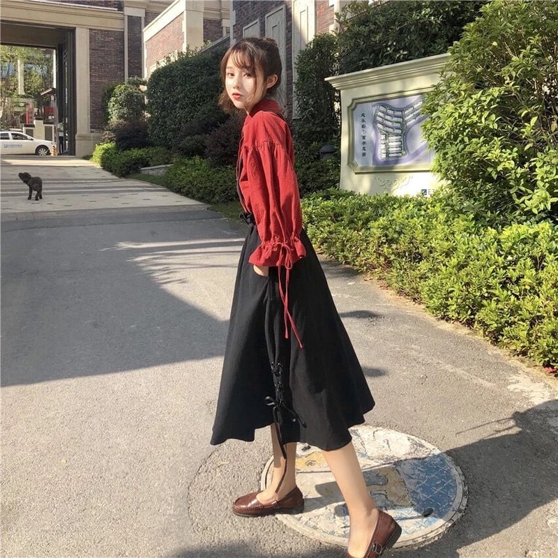 赤×黒のシャツワンピースセット | Fancy ☆World