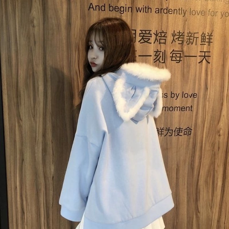 水色もこもこニャン子♡フードパーカー | Fancy ☆World