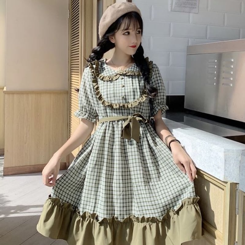 ラパフェ ワンピース　チェック柄　姫ワンピ ラパフェ ワンピース チェック柄 姫ワンピ ラパフェ ワンピース