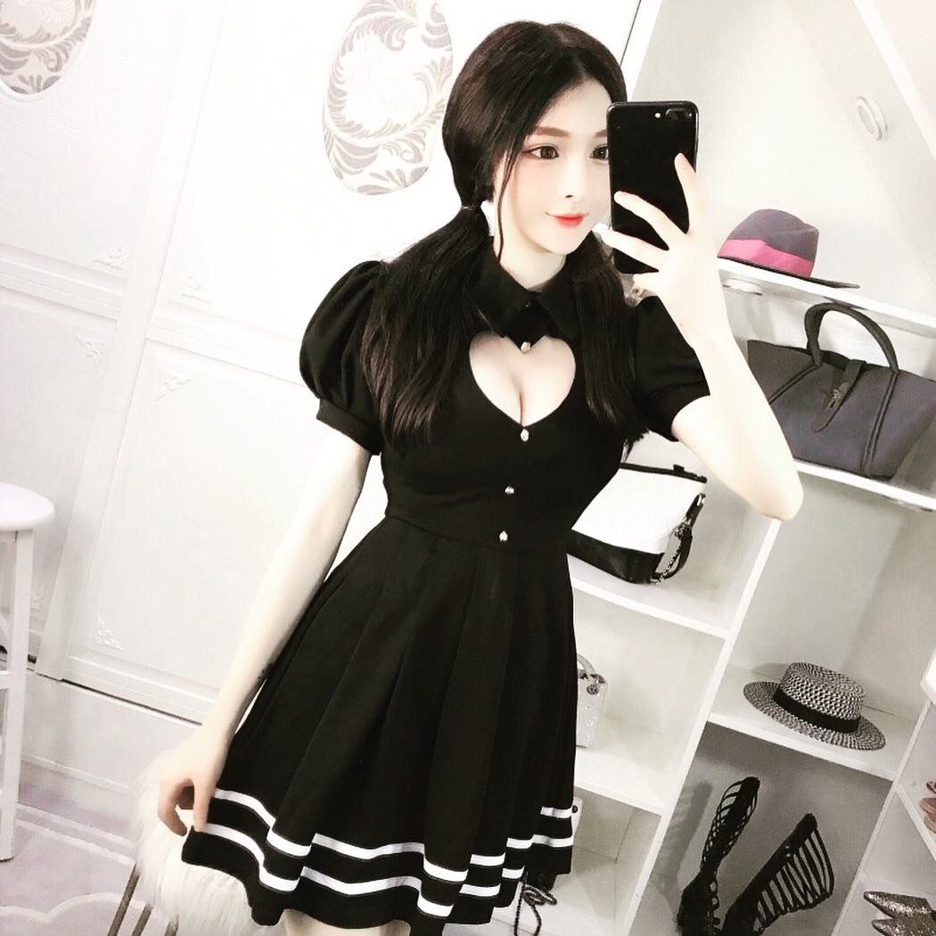 Bobon21‪‪ ハートくり抜きスリムLOOKニットワンピース ホワイト‬‬