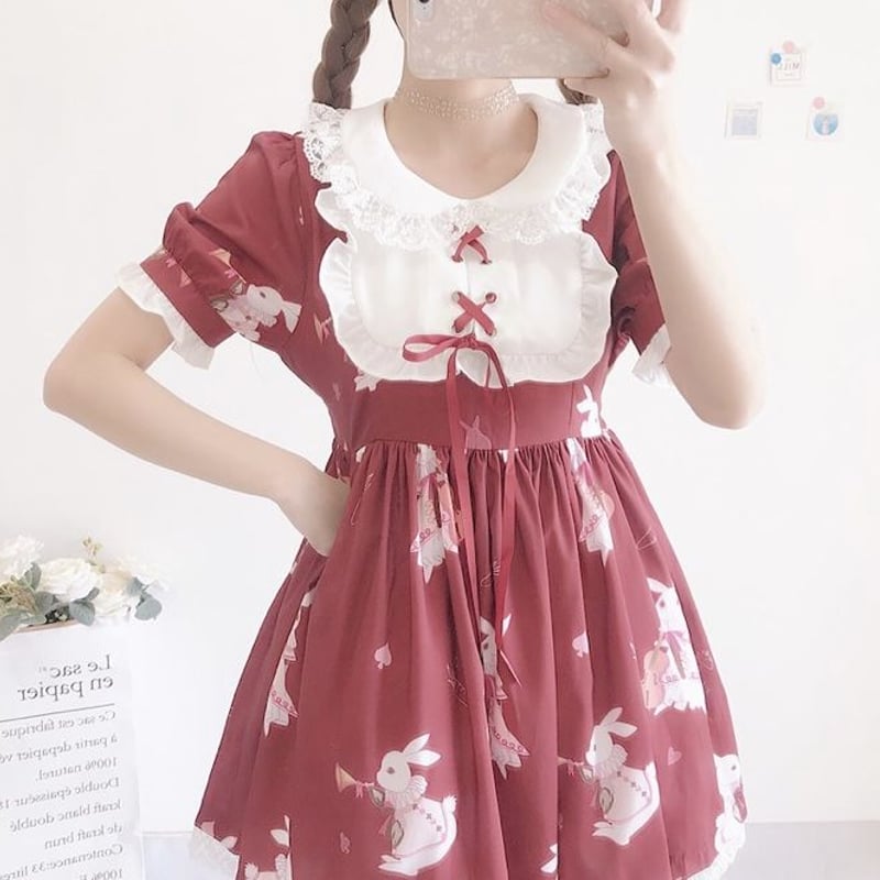 うさぎとキノコのメルヘン森ワンピース ゴスロリ ロリータ amavel うさぎとキノコのメルヘン森ワンピース ゴスロリ ロリータ amavel
