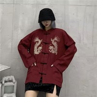 ユニセックス★チャイナドラゴン中華シャツ