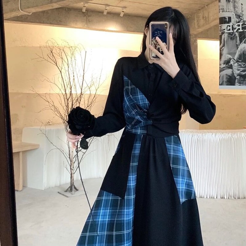 Soulberry 着るだけで映えるタータンチェックのワンピース 4L