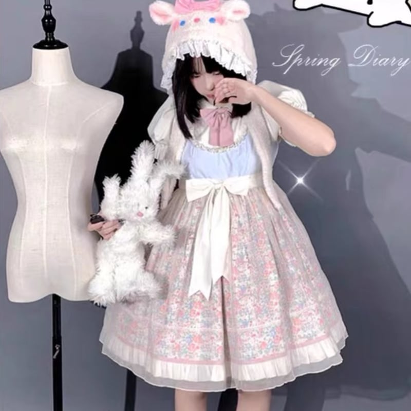 リピーター様ローズGaden様御まとめ御購入品♡ 乙女の休日 パールパフジャンパースカート 全6色 – ロリータ