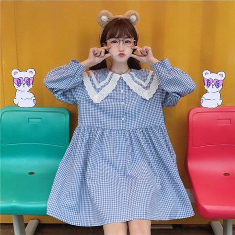 ロリータ チェックOP ブルー 青 ロリータ チェックOP ブルー 青 楽天市場】甘いロリータワンピース