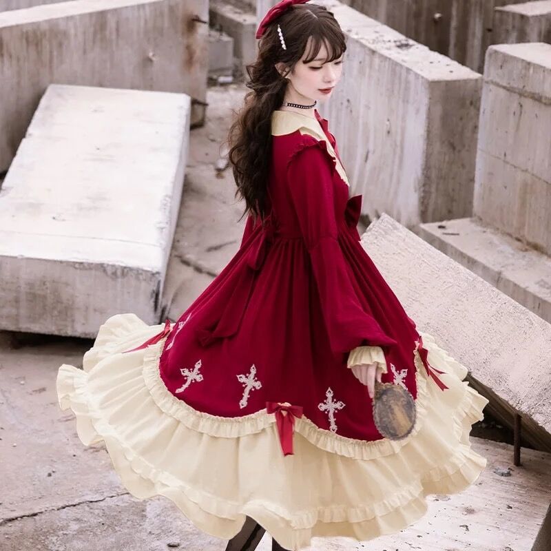 ToAlice ロリィタ ゴスロリ ワンピース 十字架 ボンネット