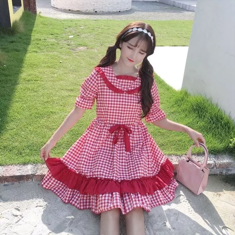 赤チェック柄 ワンピース ロリータ 海外ブランド 赤チェック柄 ワンピース ロリータ 海外ブランド