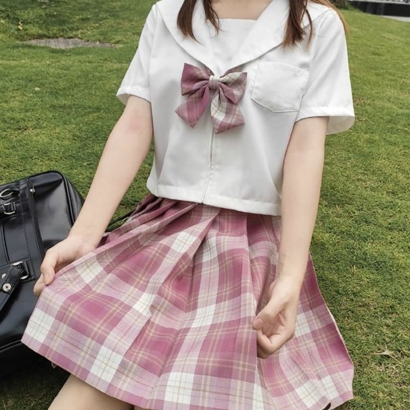 チェック ピンクセーラー服 ピンクチェックのセーラー服 Fancy World