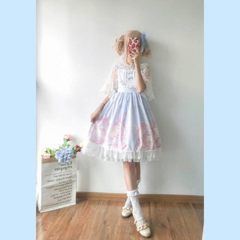 Mサイズ　ネコエプロンロリータワンピース ロリータ メイド服 アリス ミニワンピース エプロンセット