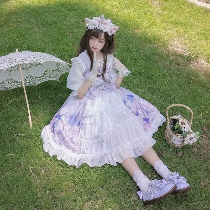 海外ロリータ ラベンダー ワンピース Mayuka様着用】メルヘン姫ロリータワンピース | Fancy ☆World