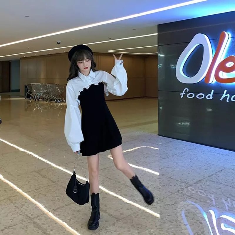 ミニ丈シャツと黒ワンピースのセット | Fancy ☆World ミニ丈シャツと黒ワンピースのセット | Fancy ☆World