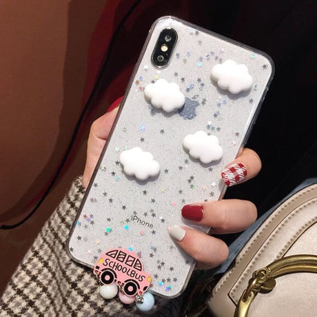 キラキラ雲のぷっくりスマホケース