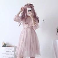 お花畑のレースワンピース