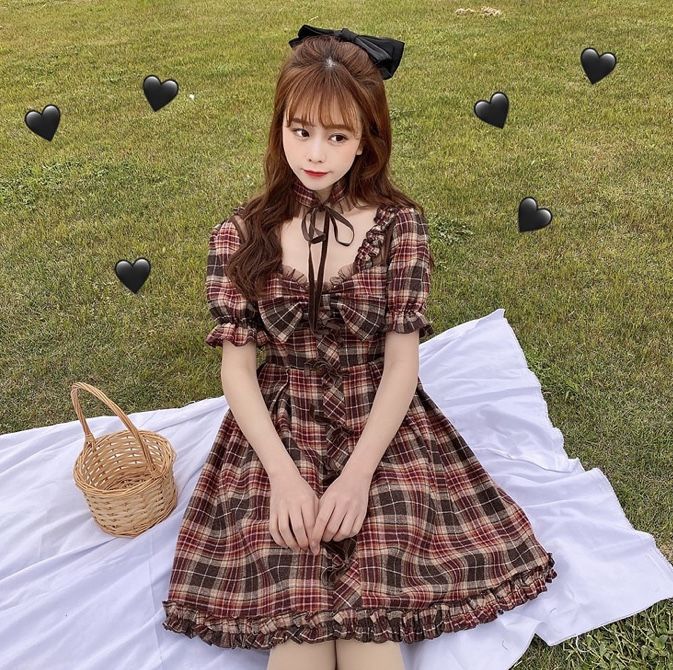 toAlice ビックハートフリルワンピース 赤チェック ゴスロリ ミニワンピ toAlice ビックハートフリルワンピース 赤チェック ゴスロリ