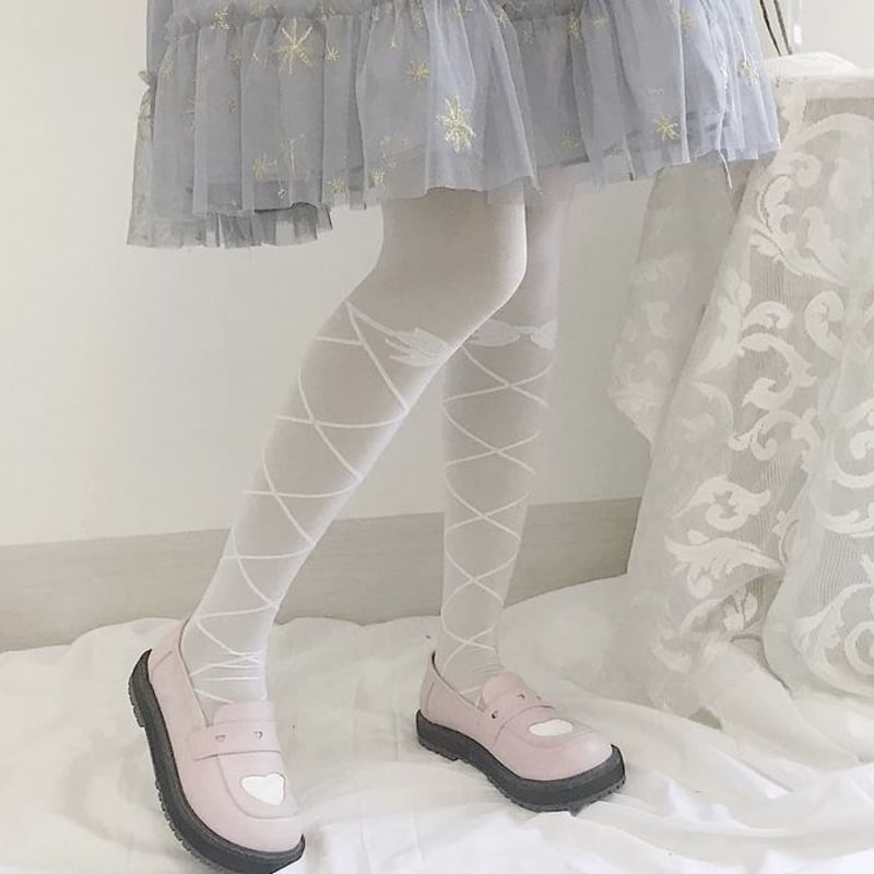 NODRESS ホワイト レース リボン ストッキング ソックス NODRESS ホワイト レース リボン ストッキング ソックス