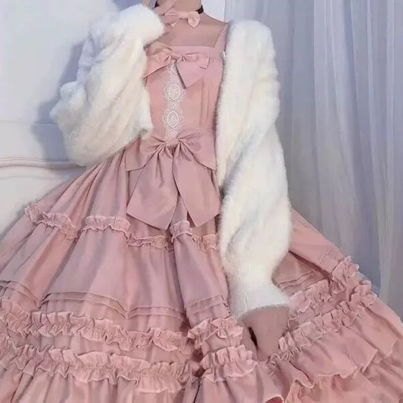 ヴィンテージ★水色★ワンピース★フリル★バルーンスリーブ レース たっぷりフリルのヴィンテージワンピース | Fancy ☆World