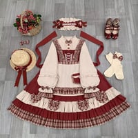 赤チェックの姫ロリータセット