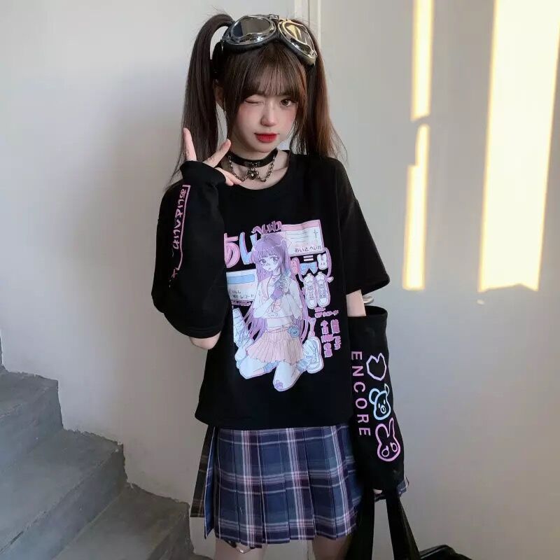 アニメ少女のアームカバー付きTシャツ | Fancy ☆World