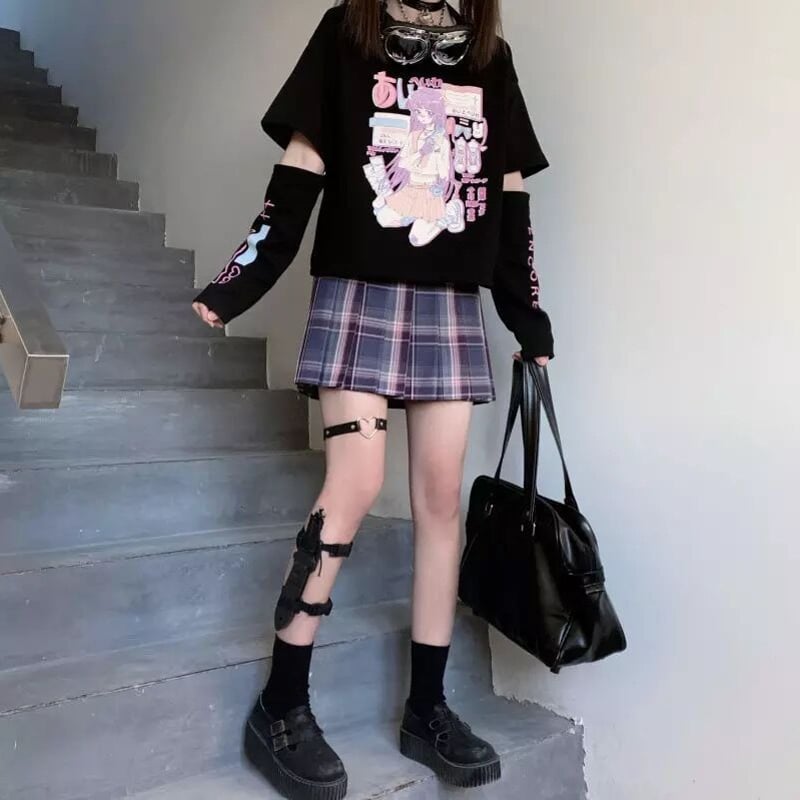 アニメ少女のアームカバー付きTシャツ | Fancy ☆World