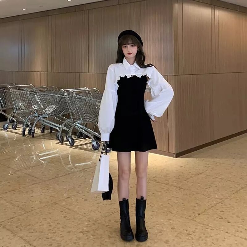 ミニ丈シャツと黒ワンピースのセット | Fancy ☆World ミニ丈シャツと黒ワンピースのセット | Fancy ☆World