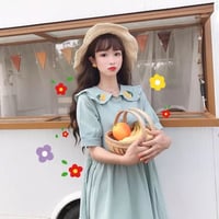 オレンジ刺繍ワンピース